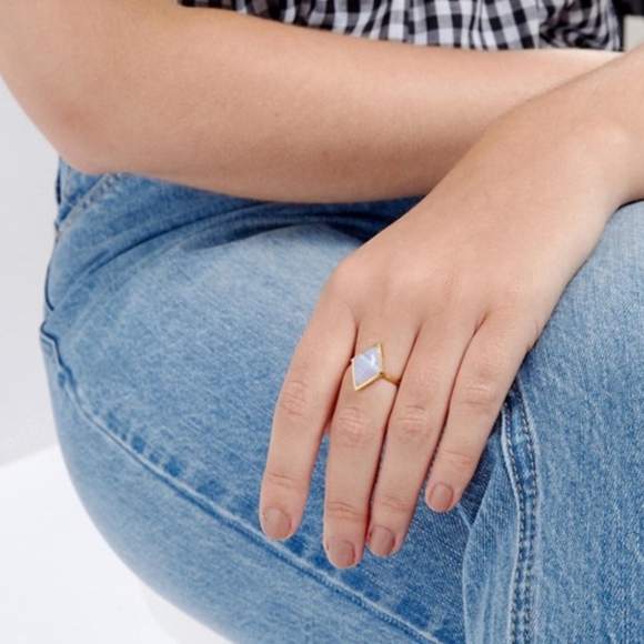 Local Eclectic Jewelry - Carrie Elizabeth Pale Blue Agate "Pyramid" Ring